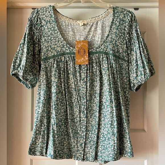 Mason & Belle Janei Short Sleeve Knit Top 🌸 NWT Gorgeous Color & Design/Details - Picture 1 of 15